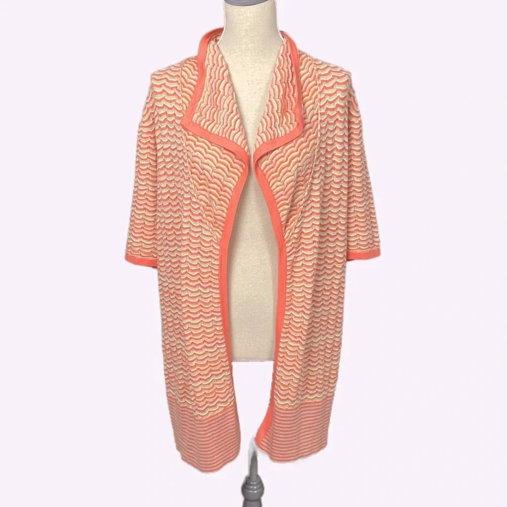 Spanner Women’s Cardigan Open Longline‎ Short Sleeve Spring Multi Colour Large